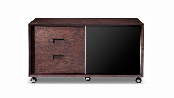 Modrest Ezra Modern Brown Oak And Grey Office Desk With Side Cabinet Model VGWCS501