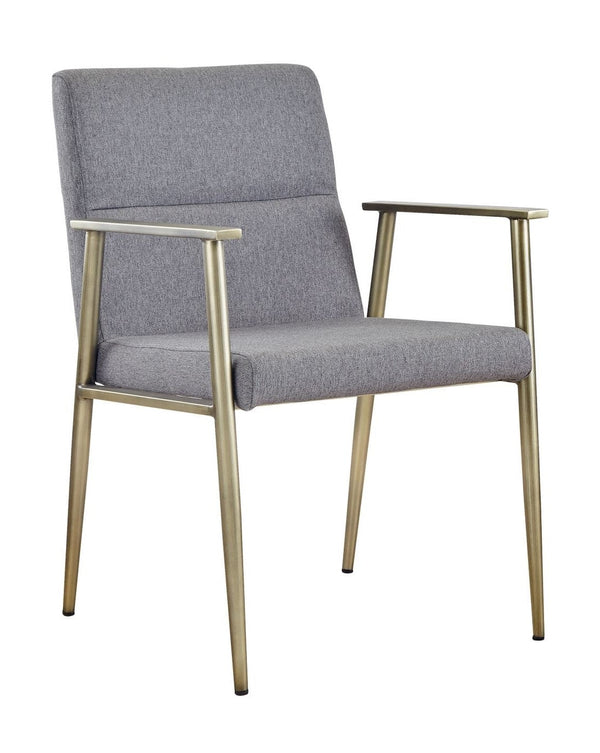 Sabri Contemporary Grey & Antique Brass Arm Dining Chair