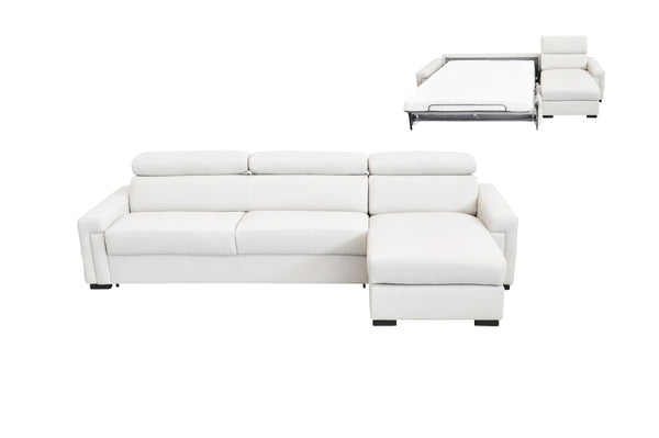 Lamod Italia Sacha Modern White Leather Reversible Sectional Sofa Bed With Storage Model VGNT-SACHA-E3018-W