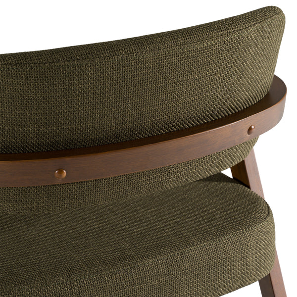 Sacks Mid-Century Modern Green Fabric + Walnut Dining Chair