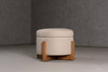 Modrest Sada Mid Century Modern Beige Linen & Chestnut Round Ottoman Model VGRH-RHS-OZHT03