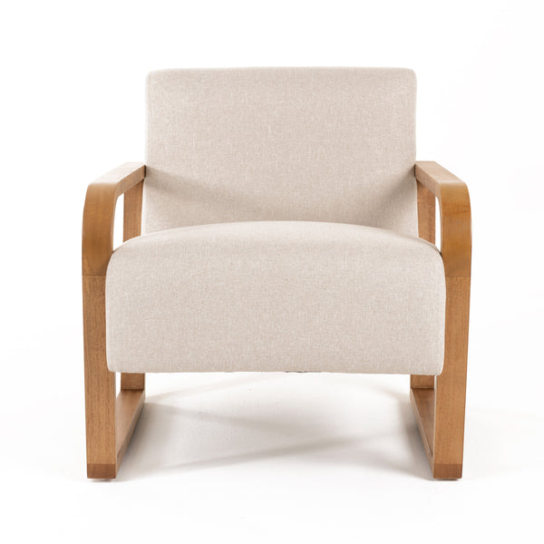 Modrest Sada Mid Century Modern Beige Linen & Chestnut Accent Chair Model VGRH-RHS-AZHT04