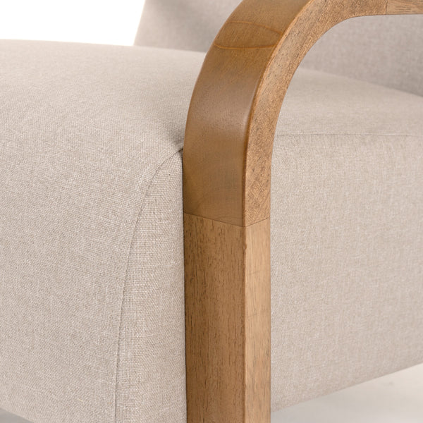 Modrest Sada Mid Century Modern Beige Linen & Chestnut Accent Chair Model VGRH-RHS-AZHT04