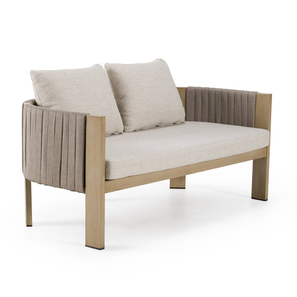 Renava Salvora Outdoor Beige Fabric & Grey Rope Loveseat Model VGVK-WT275-2U-BGE