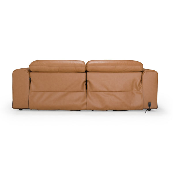 Divani Casa Sandstone Modern Brown Leather Sofa With 2 Electric Recliners Model VGKV-KM.6120-SOFA-BRN