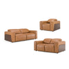 Sandstone Modern Brown Leather Sofa Set w/ Electric Recliners