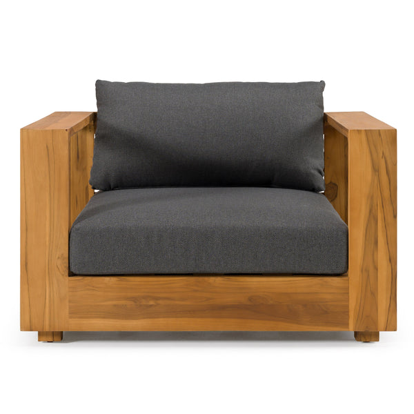 Renava Santorini Outdoor Grey Olefin Fabric & Natural Teak Sofa Set Model VGEF-CROVIE-SET