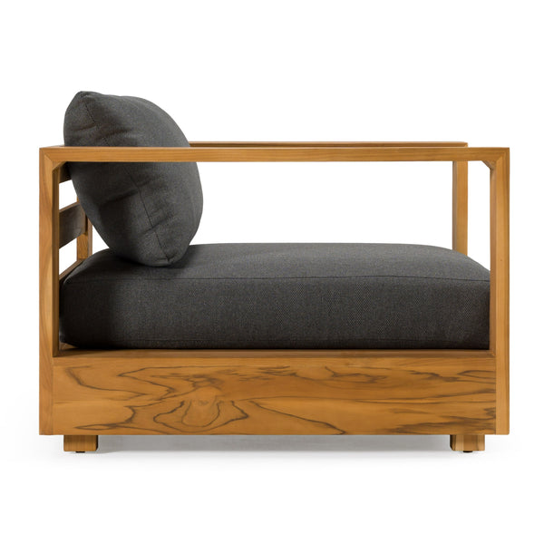 Renava Santorini Outdoor Grey Olefin Fabric & Natural Teak Sofa Set Model VGEF-CROVIE-SET