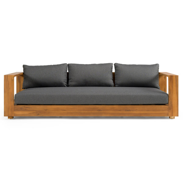 Renava Santorini Outdoor Grey Olefin Fabric & Natural Teak Sofa Set Model VGEF-CROVIE-SET