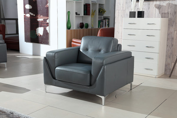 Divani Casa Markham Modern Grey Bonded Leather Chair Model VGBNSBL-9211-GRY-CH