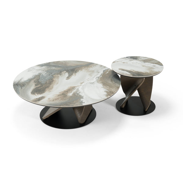 Modrest Schiff Modern Marbled Ceramic Coffee Table Set Model VGCS-EMA2-007-008