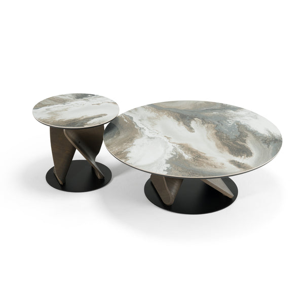 Modrest Schiff Modern Marbled Ceramic Coffee Table Set Model VGCS-EMA2-007-008