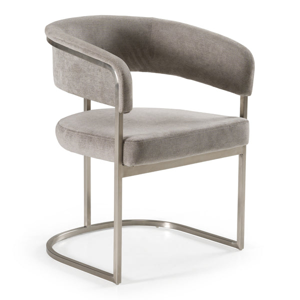 Sebastian Modern Grey Fabric + Stainless Steel Dining Chair
