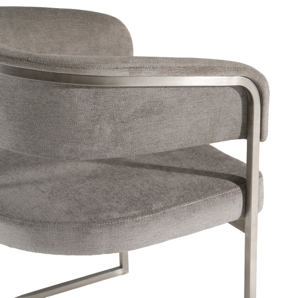 Sebastian Modern Grey Fabric + Stainless Steel Dining Chair