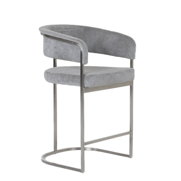 Modrest Sebastian Modern Grey Fabric & Stainless Steel Counter Chair Model VGGA-6251CH-C-GRY