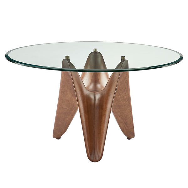 Modrest Seguin Round Glass & Walnut Dining Table Model VGCSRT-20045-BRN-DT
