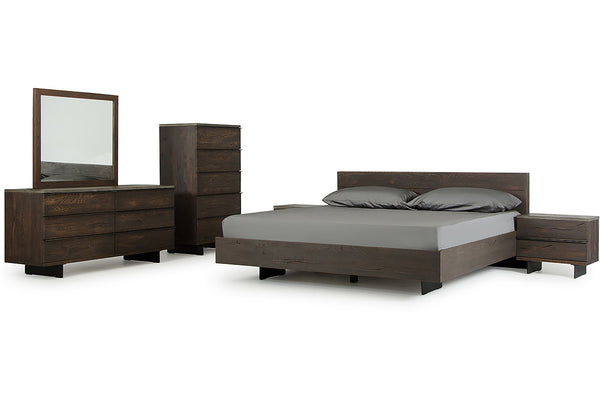 Eastern King Modrest Selma Modern Dark Aged Oak & Concrete Bedroom Set Model VGEDSELMA-SET-EK