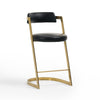Modrest Shandra Black Pleather & Gold Counter Stool Model VGRHRHS-CS-220-PU-BLK-BS