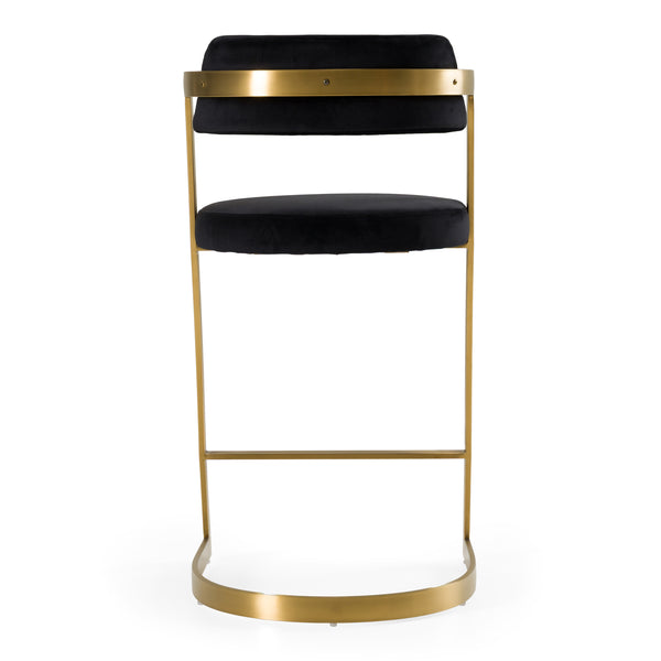 Shandra Black Velvet + Gold Counter Stool
