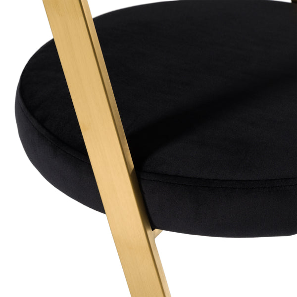 Shandra Black Velvet + Gold Counter Stool