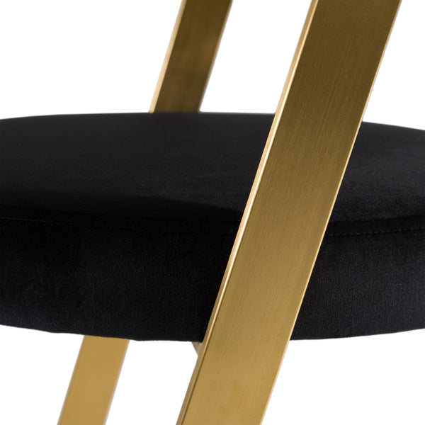 Shandra Black Velvet + Gold Counter Stool