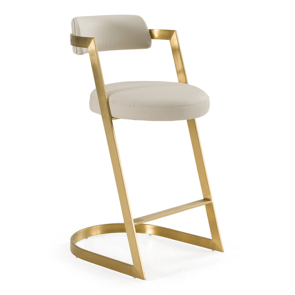 Shandra Beige Leatherette + Gold Counter Stool