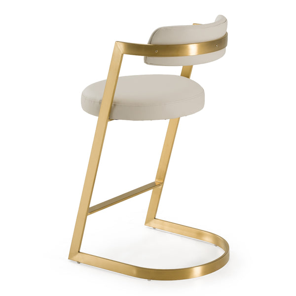 Shandra Beige Leatherette + Gold Counter Stool