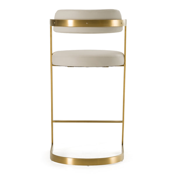 Shandra Beige Leatherette + Gold Counter Stool