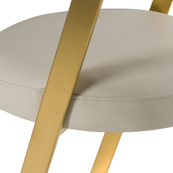 Shandra Beige Leatherette + Gold Counter Stool