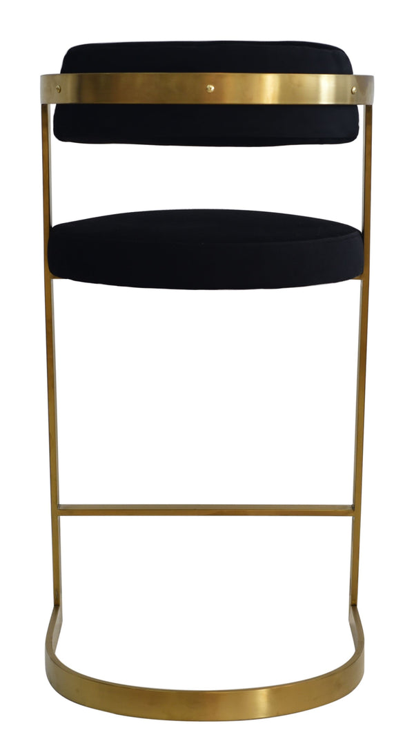 Modrest Shandra Black Velvet & Gold Counter Stool Model VGRHRHS-CS-220-FB-BLK-BS