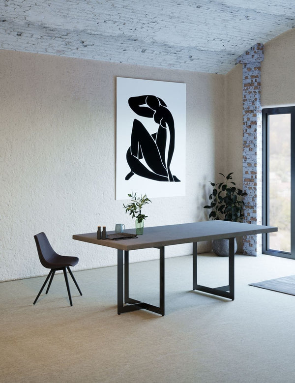 Modrest Sharon Modern Concrete & Black Metal Dining Table Model VGLBOWEN-DT200-01