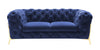 Sheila Transitional Dark Blue Fabric Loveseat