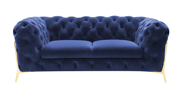 Sheila Transitional Dark Blue Fabric Loveseat