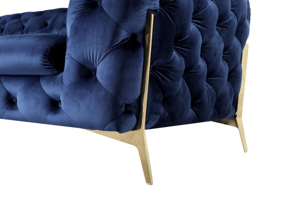 Sheila Transitional Dark Blue Fabric Loveseat