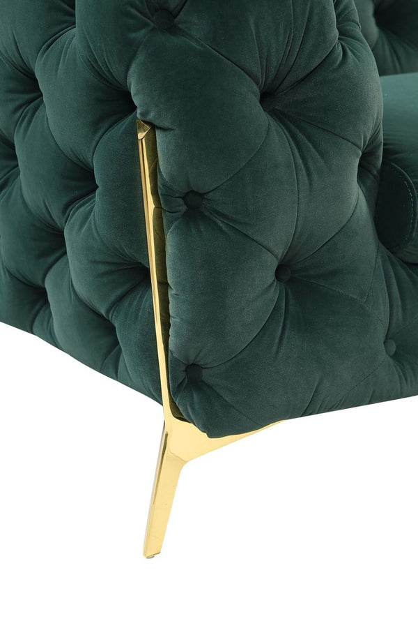 Sheila Transitional Emerald Green Fabric Loveseat