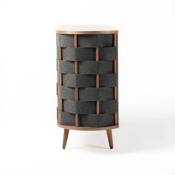 Modrest Sheridan Mid Century Modern Grey Fabric & Walnut Buffet Model VGDWJ9899