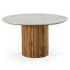 Modrest Shirley Modern White Marble & Natural Acacia Round Dining Table Model VGNR-NI90125