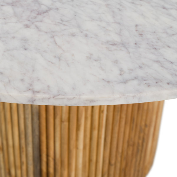 Modrest Shirley Modern White Marble & Natural Acacia Round Dining Table Model VGNR-NI90125