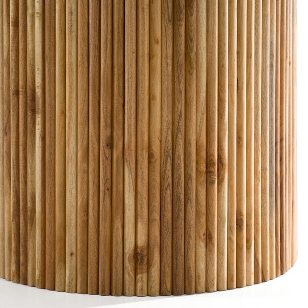 Modrest Shirley Modern White Marble & Natural Acacia Round Dining Table Model VGNR-NI90125