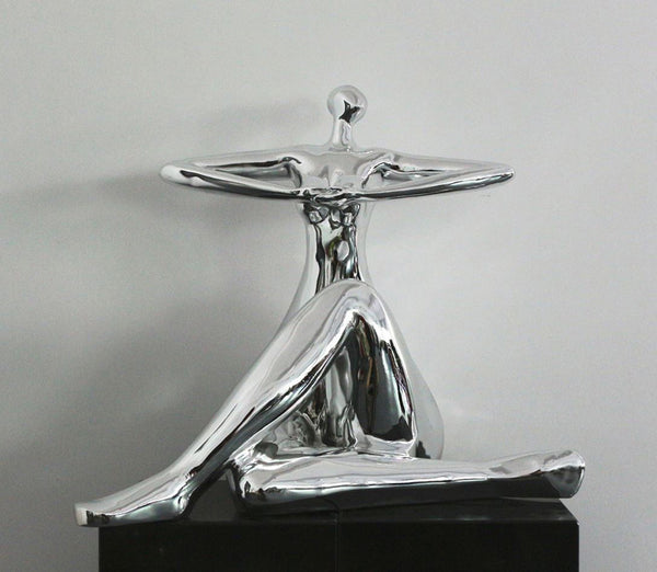 Modrest Lady Yoga Modern Silver Polyresin Sculpture Model VGSZ-0395-SIL