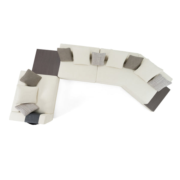 Lamod Siret Modern Ivory Fabric Modular Sectional With Coffee Table Model VGBB-HR-SOFA-IVY