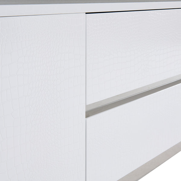Skyline Modern White Crocodile TV Stand