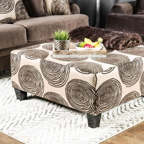 Furniture of America Bonaventura Brown/Pattern Transitional Ottoman Model SM5142BR-OT