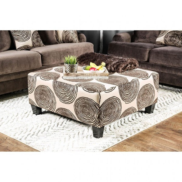 Furniture of America Bonaventura Brown/Pattern Transitional Ottoman Model SM5142BR-OT
