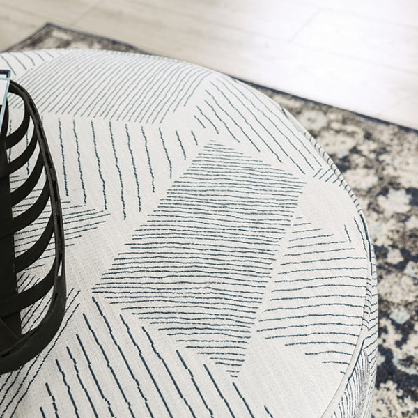 Furniture of America Chancery Gray/Navy Transitional Ottoman Model SM8194-OT