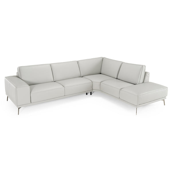 Lamod Italia Soho Italian Right Facing Light Grey Nirvana Leather Sectional Sofa Model VGCCSOHO-RAF-LTGRY-SECT
