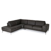 Soho Italian Left Facing Grey Nirvana Fume Leather Sectional Sofa