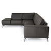 Soho Italian Left Facing Grey Nirvana Fume Leather Sectional Sofa