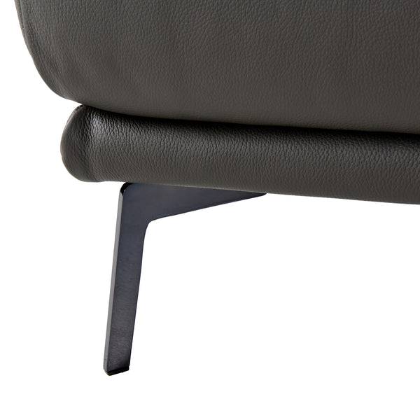 Soho Italian Left Facing Grey Nirvana Fume Leather Sectional Sofa