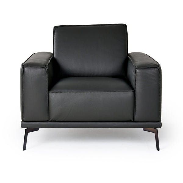 Lamod Italia Soho Italian Grey Leather Armchair Model VGDTSOHO-GREY-CHR